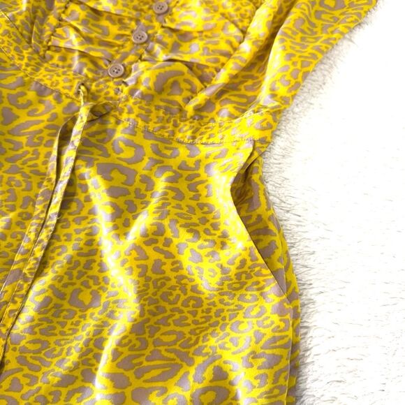 Jessica Simpson Vibrant Yellow Leopard Mini Dress w/Pockets & Tie Waist Size XS - Picture 6 of 9